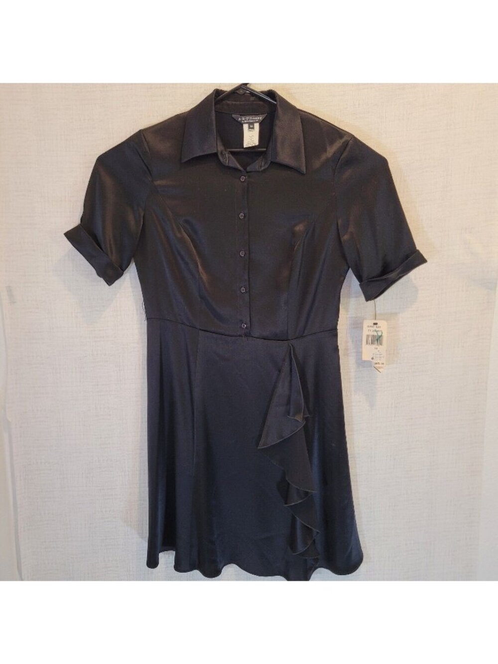NWT ABS by Allen Schwartz Dress Womens 14 Black Short Sleeve Cocktail Vintage